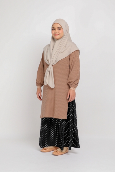 Waffle Knit Long Sleeve Brown
